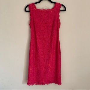 Adrianna Papell Pink Orange Lace Zipper Back Dress